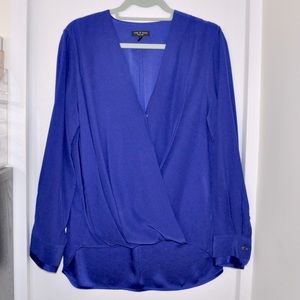 Rag & Bone Victor Silk Wrap Blouse in Cobalt Blue